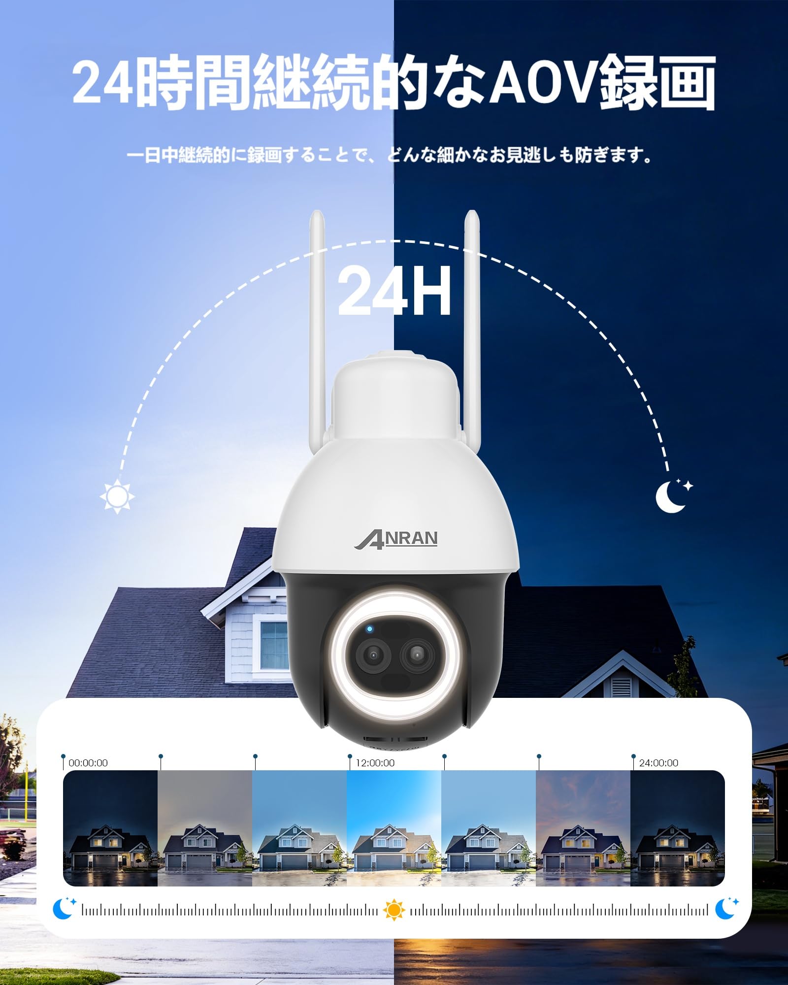Amazon.co.jp: 広角+望遠｜常時録画｜70M検知｜ANRAN 防犯カメラ 屋外